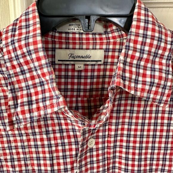 Faconnable red check short sleeved button down shirt - Picture 2 of 9